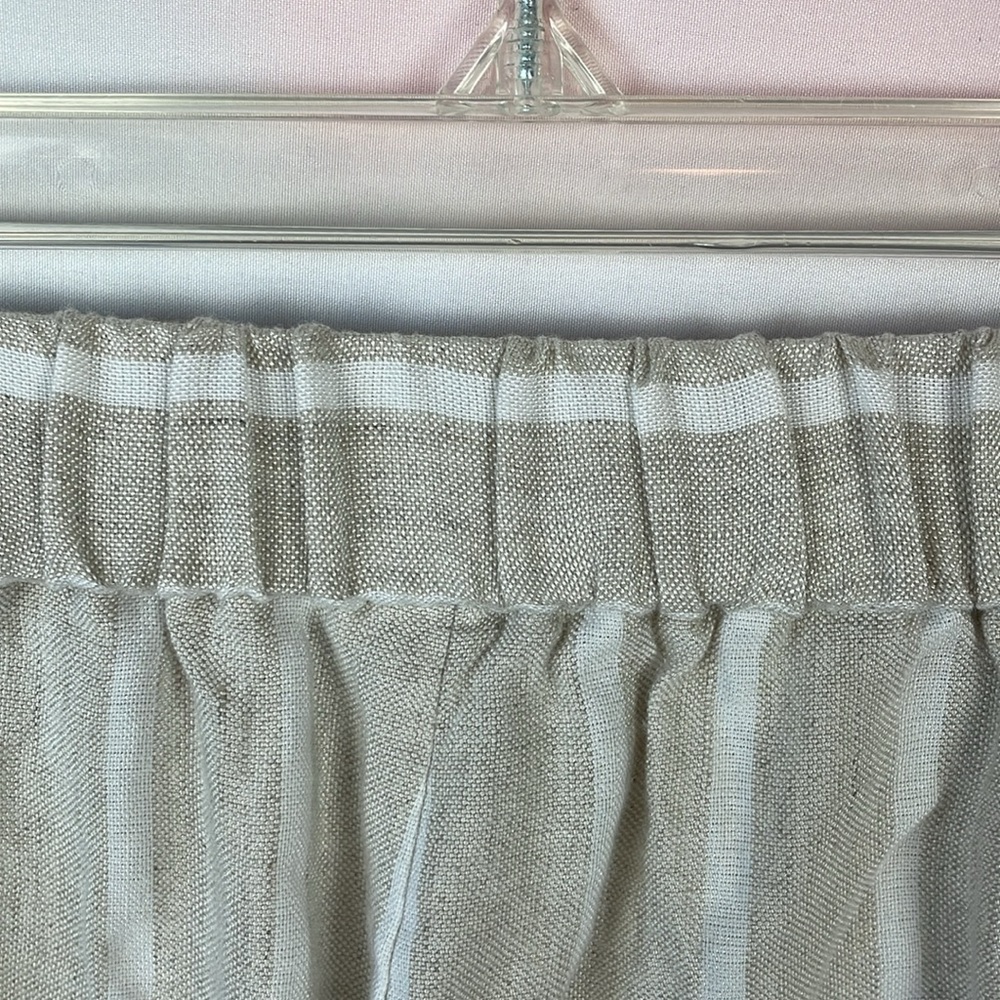 LOFT Cream and White Striped Lightweight Linen Blend Wide Leg Pants - Size Small - Picture 7 of 12